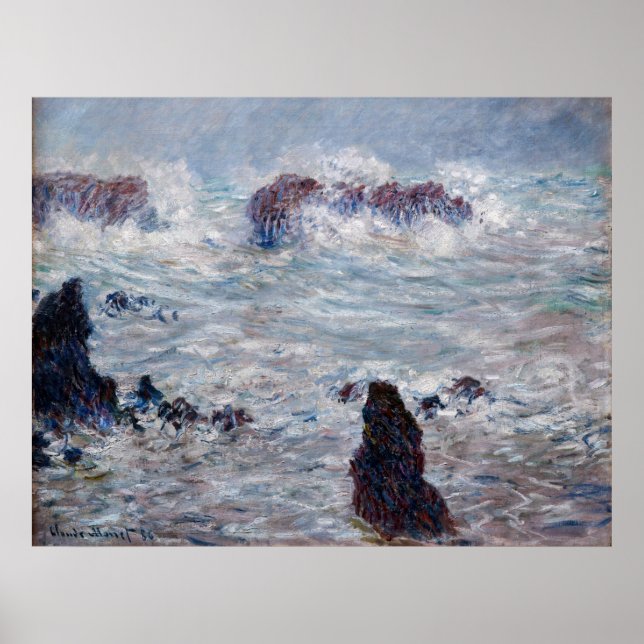 Claude Monet - Sturm vor der Küste von Belle-Ile Poster (Vorne)