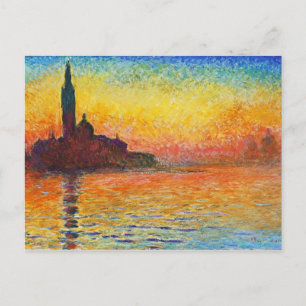 Claude Monet Sunset in Venedig Impressionist Art Postkarte