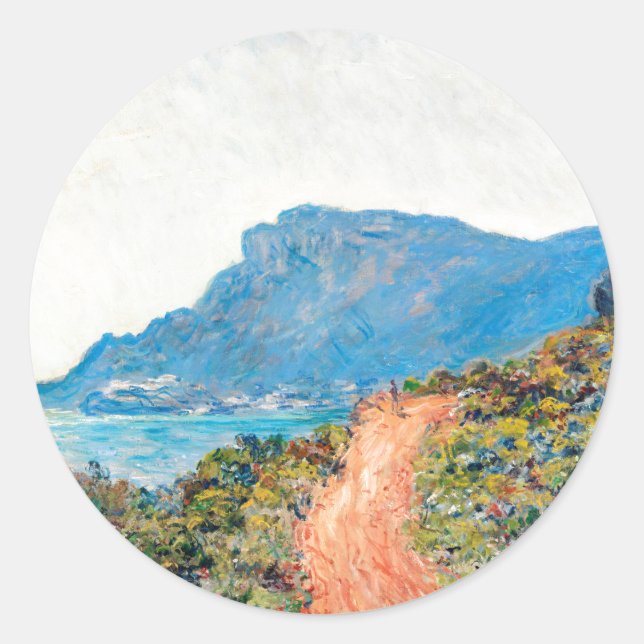 Claude Monet The Corniche bei Monaco Runder Aufkleber (Vorderseite)