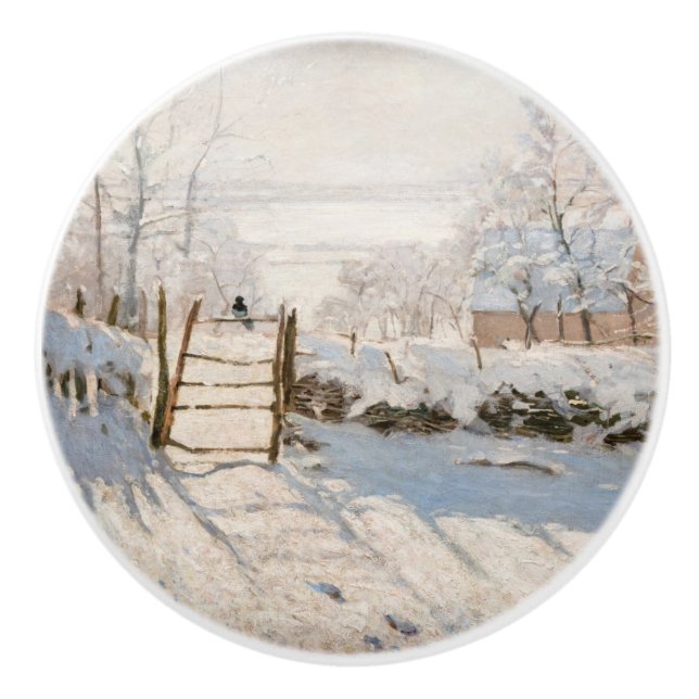 Claude Monet - The Magpie Keramikknauf (Vorderseite)