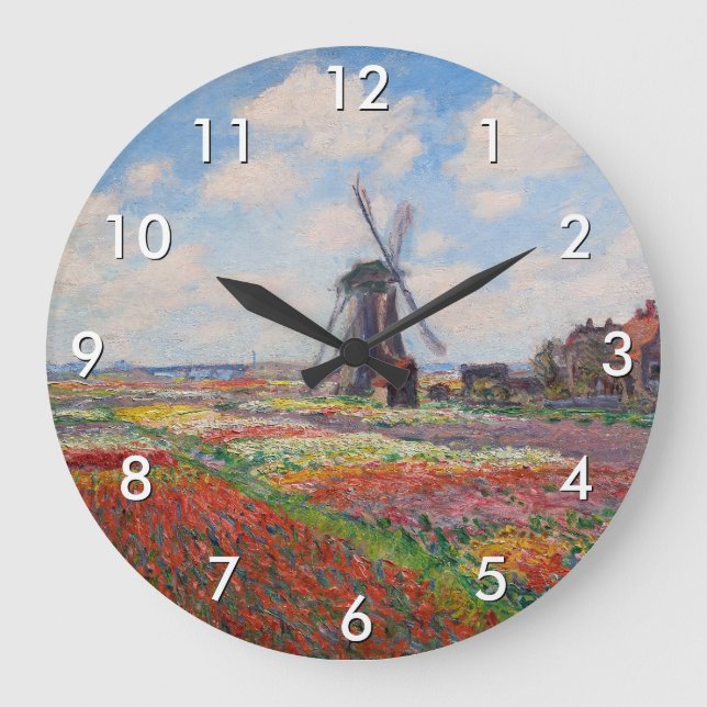 Claude Monet - Tulpenfeld in Holland Große Wanduhr (Vorderseite)