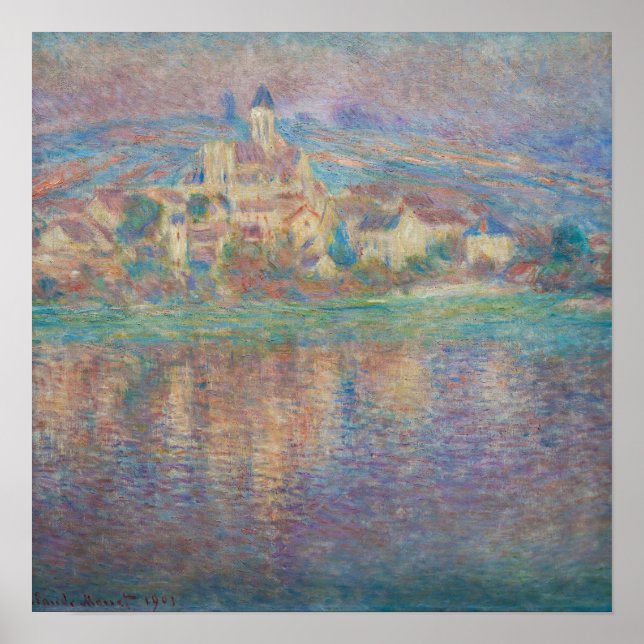 Claude Monet - Vetheuil, Sunset Poster (Vorne)