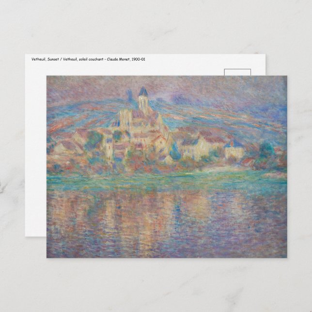 Claude Monet - Vetheuil, Sunset Postkarte (Vorne/Hinten)