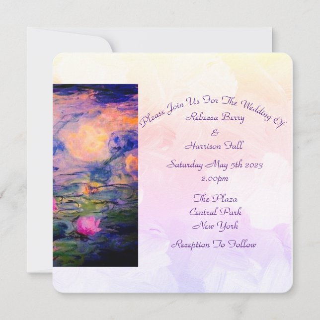 Claude Monet Vintage Wasserlililien Einladung Hoch (Vorderseite)