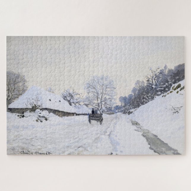 Claude Monet - Warte auf der Snowy Road bei Honfle (Horizontal)