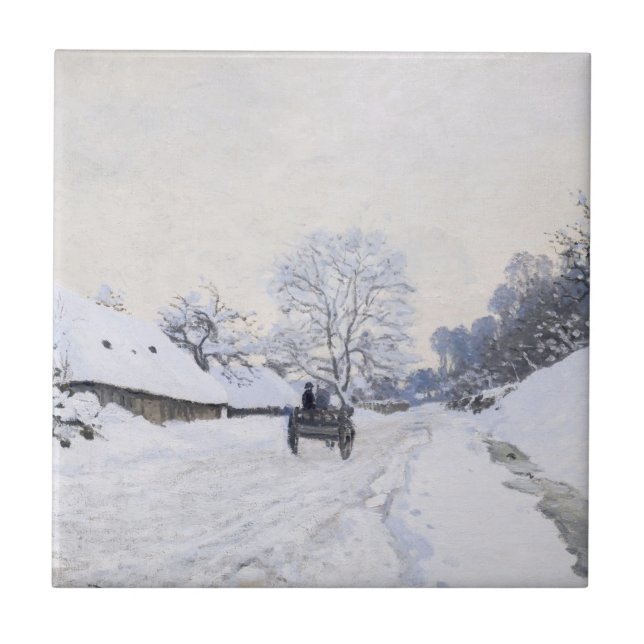 Claude Monet - Warte auf der Snowy Road bei Honfle Fliese (Vorderseite)