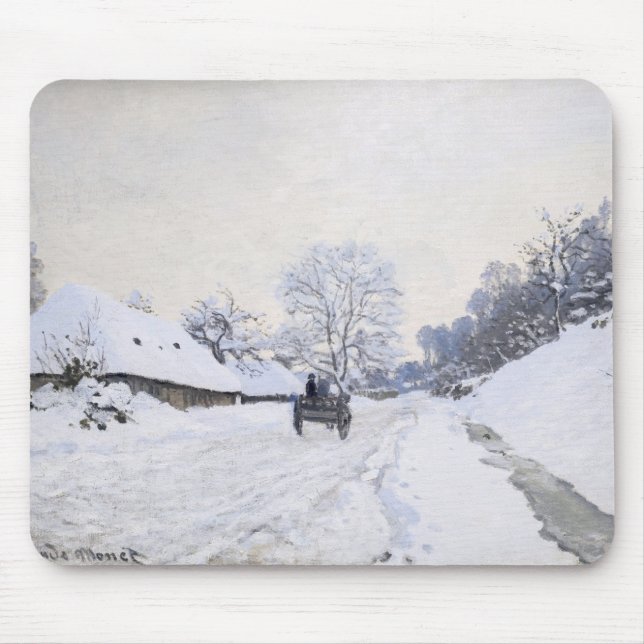 Claude Monet - Warte auf der Snowy Road bei Honfle Mousepad (Vorne)