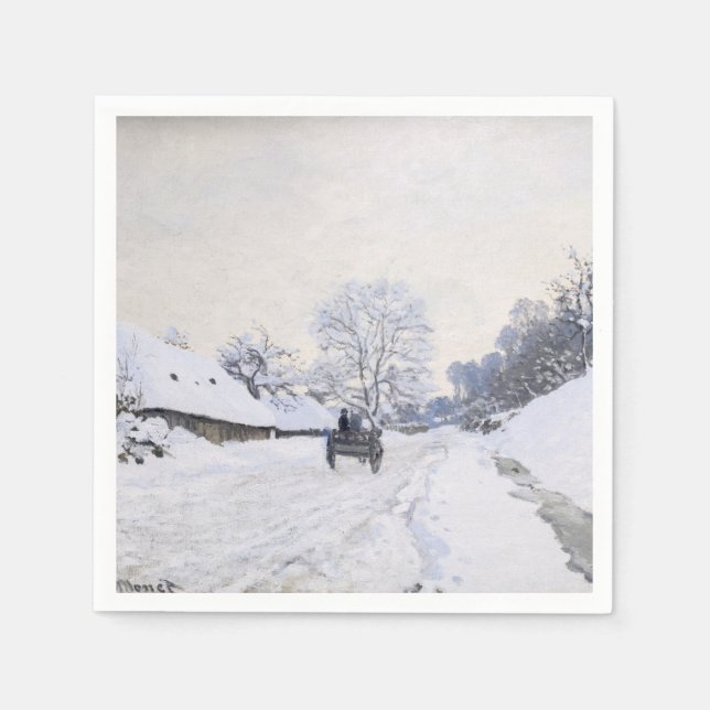 Claude Monet - Warte auf der Snowy Road bei Honfle Serviette (Vorderseite)