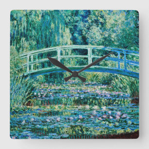 Claude Monet - Wasserläufer und Japanische Brück Quadratische Wanduhr