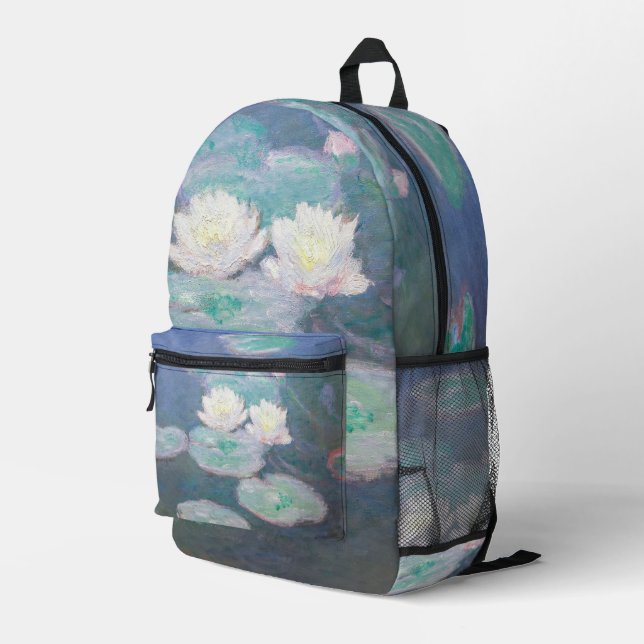 Claude Monet - Wasserlilien, Abend-Effekt Bedruckter Rucksack (Rückseitige Ecke Rechts)