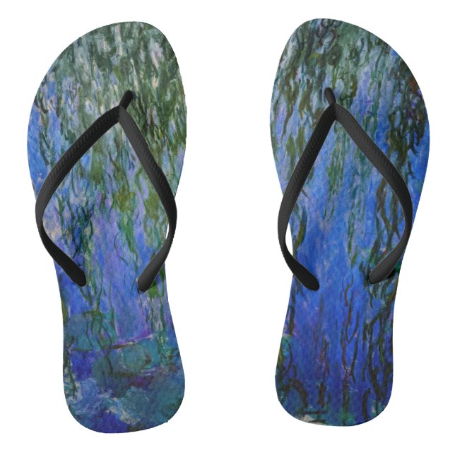 Claude Monet - Wasserlilien mit weinender Weide Flip Flops (Fußbett)