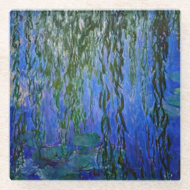 Claude Monet - Wasserlilien mit weinender Weide Glasuntersetzer (Vorderseite)