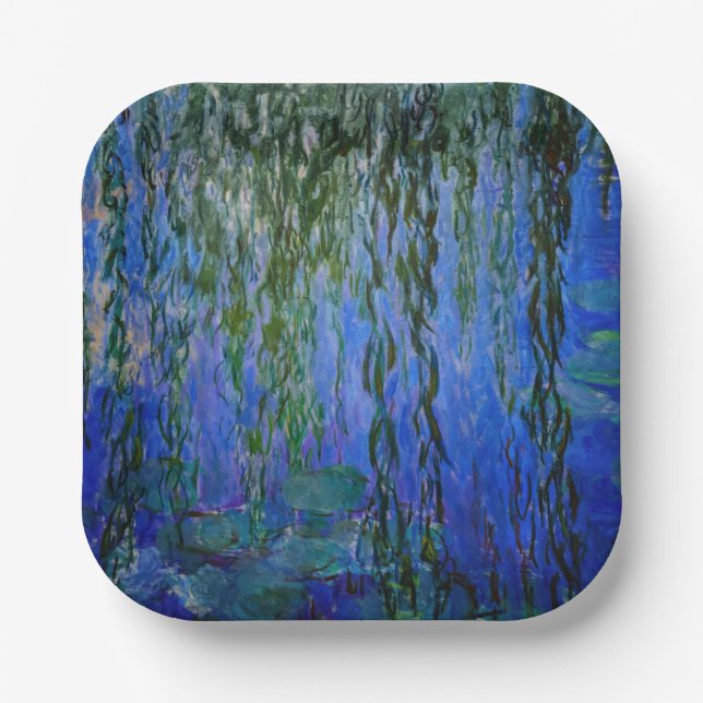 Claude Monet - Wasserlilien mit weinender Weide Pappteller (Vorderseite)