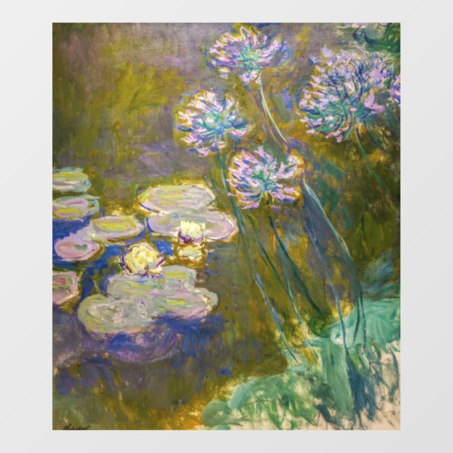 Claude Monet - Wasserlilien und Agapanthus Fensteraufkleber (Blatt)