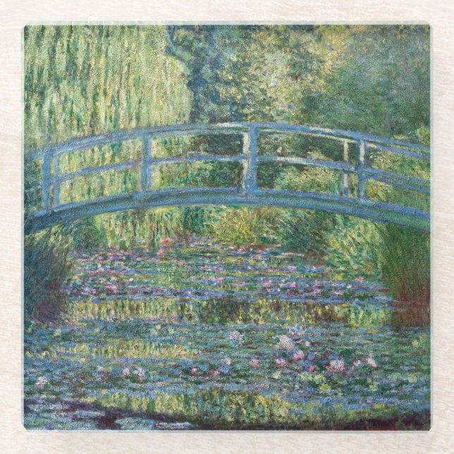 Claude Monet - Wasserliliensee, grüne Harmonie Glasuntersetzer (Vorderseite)