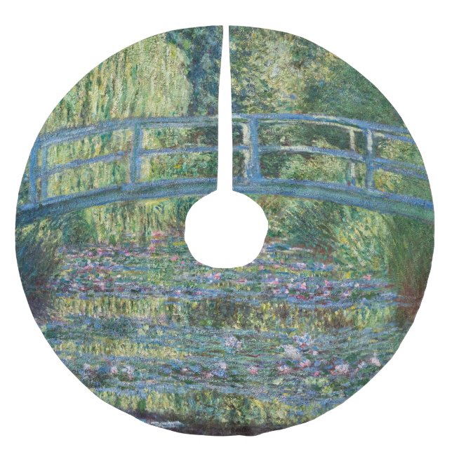 Claude Monet - Wasserliliensee, grüne Harmonie Polyester Weihnachtsbaumdecke (Vorderseite)