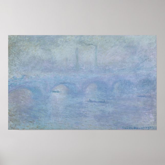 Claude Monet | Wasserloo-Brücke: Wirkung des Nebel Poster (Vorne)