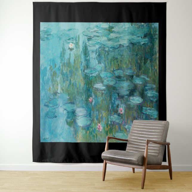 Claude Monet, Water Lilies, 1915, Aqua Blue Wandteppich (Beispiel)