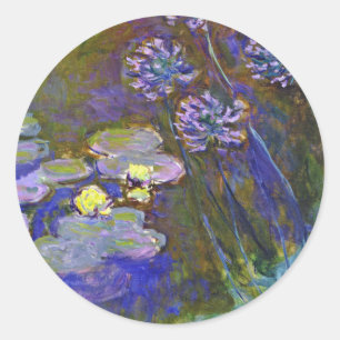 Claude Monet Water Lilies Agapanthus Runder Aufkleber