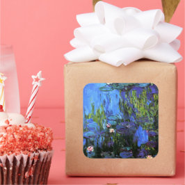 Claude Monet: Water-Lilies, blaues Indigo Quadratischer Aufkleber