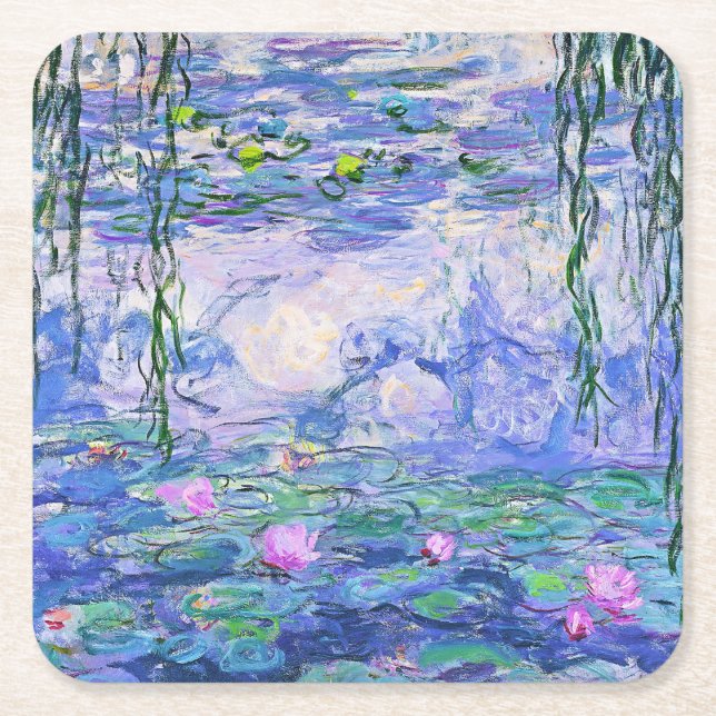 Claude Monet Water Lilies Französische Impressioni Rechteckiger Pappuntersetzer (Vorderseite)