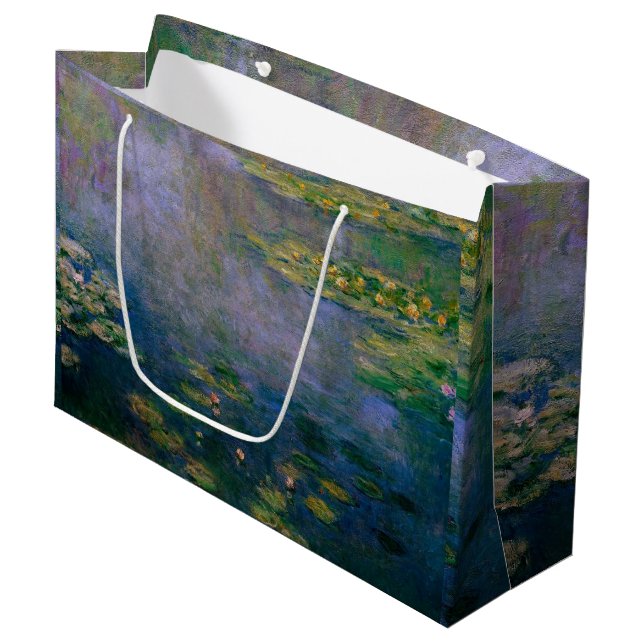 Claude Monet - Water Lilies Große Geschenktüte (Vorderseite Schrägansicht)