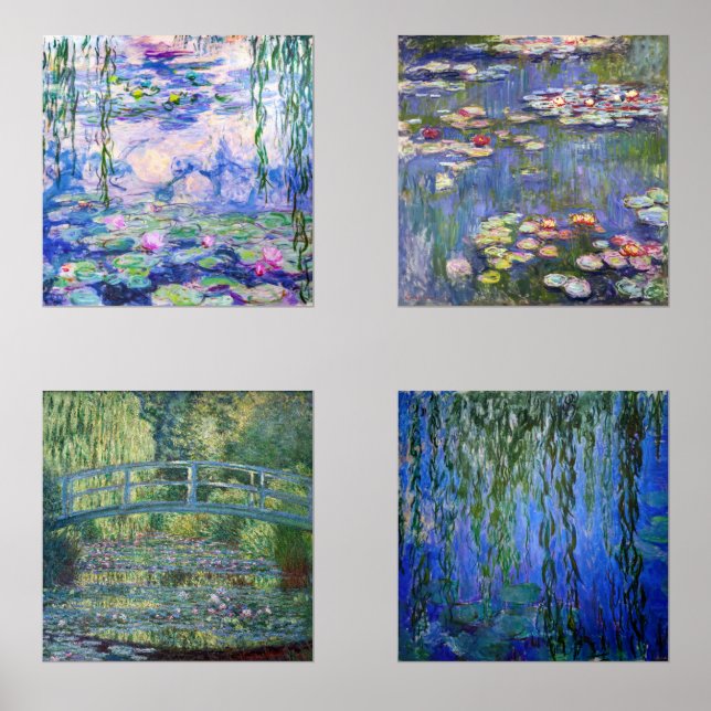 Claude Monet Water Lilies Masterstückauswahl Bilderwand Sets (Vorderseite)