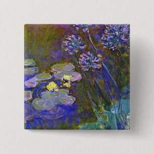 Claude Monet Water Lilies und Agapanthus Button