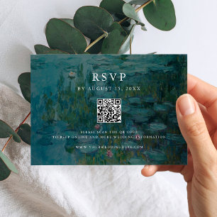 Claude Monet Water Lilies Wedding RSVP Karte
