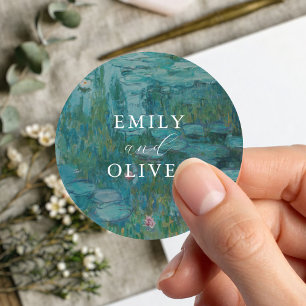 Claude Monet Water Lilies Wedding Runder Aufkleber