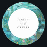 Claude Monet Water Lilies Wedding Runder Aufkleber<br><div class="desc">Claude Monet Water Lilies Wedding Sticker</div>