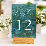 Claude Monet Water Lilies Wedding Tischnummer<br><div class="desc">Hochzeitliche Tischnummern mit Claude Monet Water Lilies Malerei Hintergrund.</div>