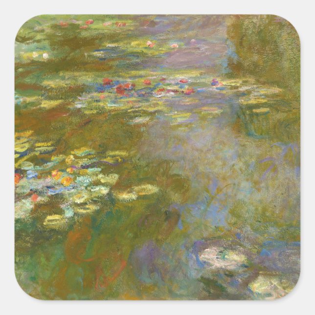 Claude Monet - Water Lily Pond 1917 Quadratischer Aufkleber (Vorderseite)