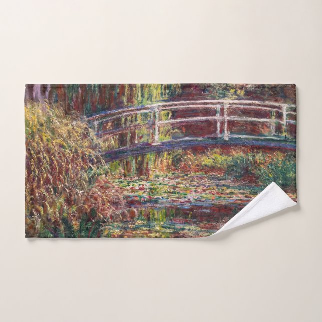 Claude Monet - Water Lily Pond, Pink Harmony Badhandtuch Set (Handtuch)