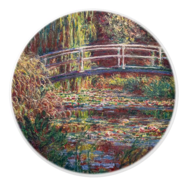 Claude Monet - Water Lily Pond, Pink Harmony Keramikknauf (Vorderseite)
