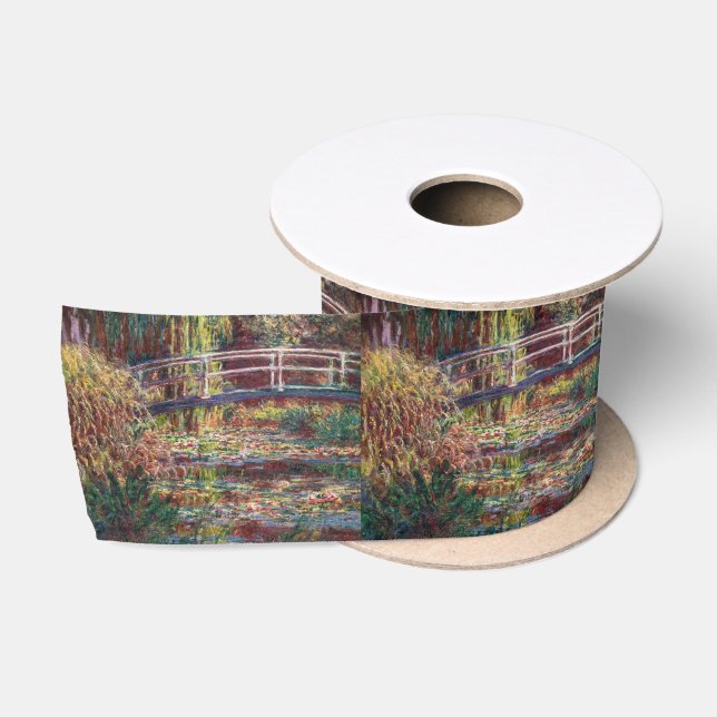 Claude Monet - Water Lily pond, Pink Harmony Satinband (Spule)