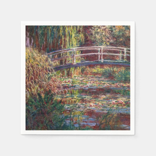 Claude Monet - Water Lily Pond, Pink Harmony Serviette (Vorderseite)
