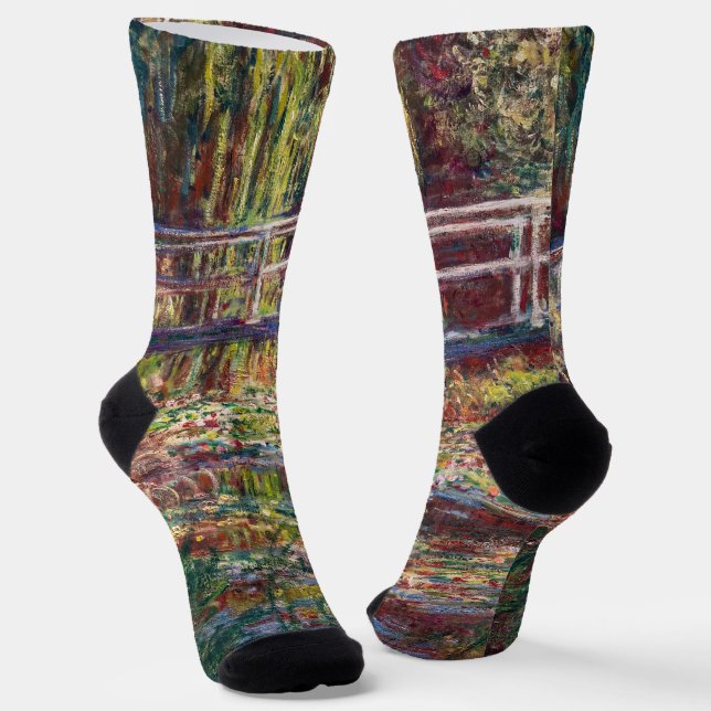 Claude Monet - Water Lily Pond, Pink Harmony Socken (Gewinkelt)