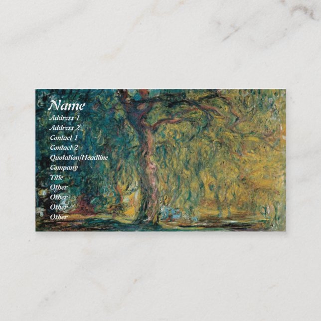 Claude Monet Weeping Willow Business Cards Visitenkarte (Vorderseite)
