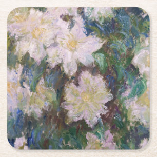 Claude Monet - Weiße Klematis Rechteckiger Pappuntersetzer