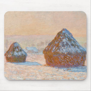 Claude Monet - Weizenscheunen, Schneeeffekt, Morge Mousepad