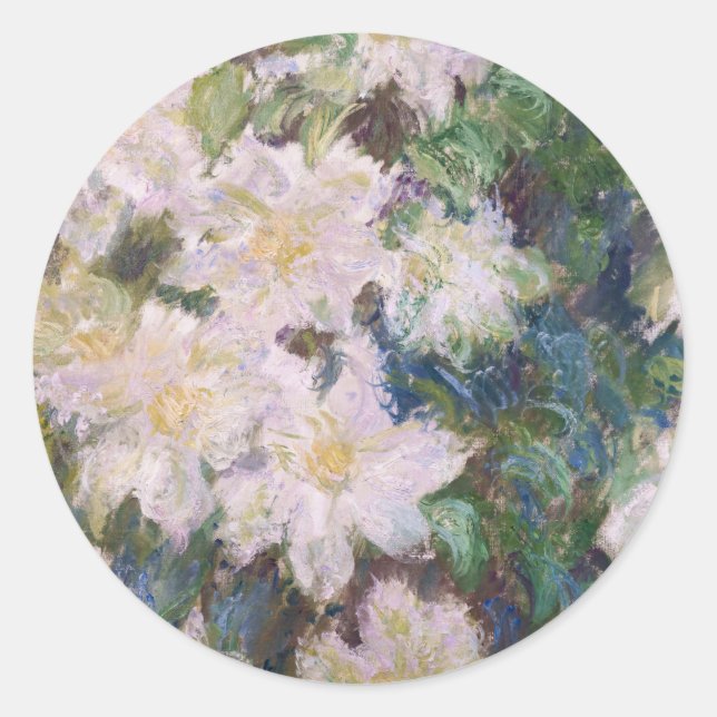 Claude Monet - White Clematis Runder Aufkleber (Vorderseite)