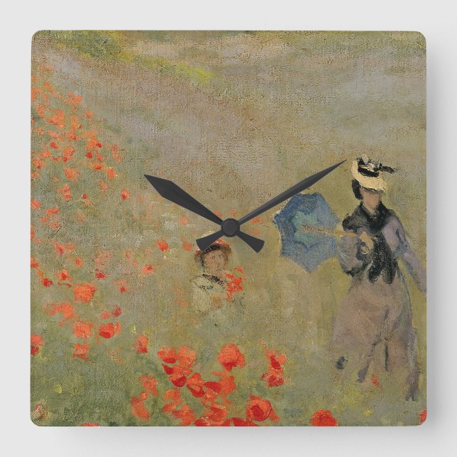 Claude Monet | Wildtiere, in der Nähe von Argenteu Quadratische Wanduhr (Vorderseite)