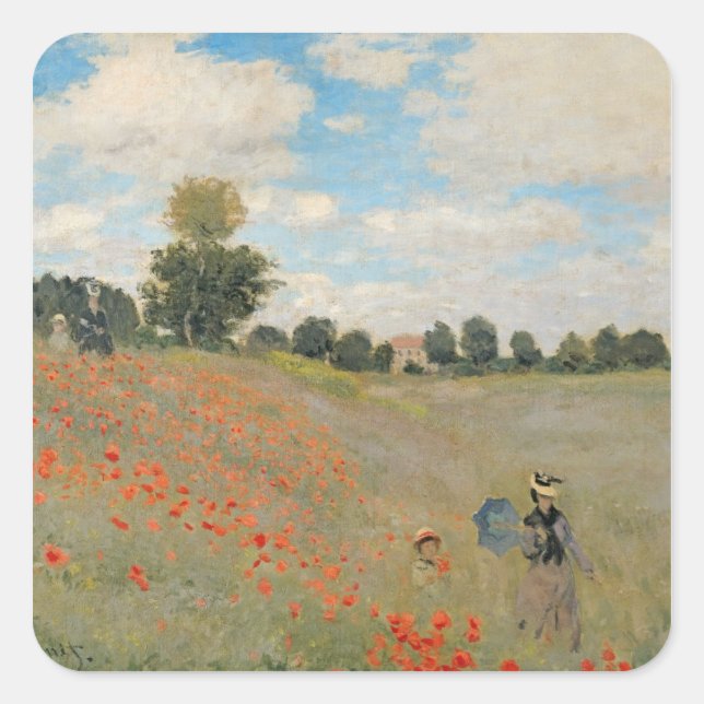 Claude Monet | Wildtiere, in der Nähe von Argenteu Quadratischer Aufkleber (Vorderseite)