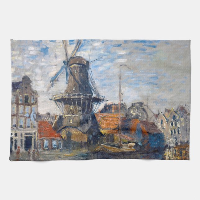 Claude Monet - Windmill, Amsterdam Geschirrtuch (Horizontal)