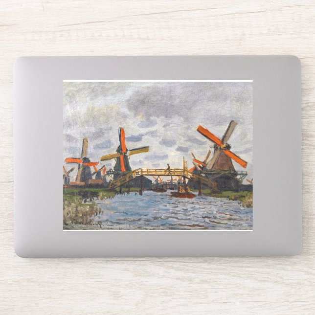 Claude Monet - Windmühlen bei Zaandam Aufkleber (Computer)