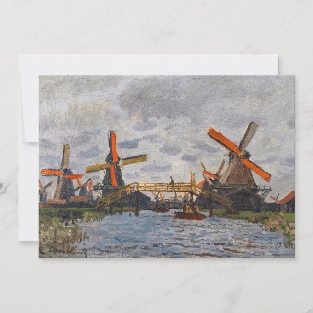 Claude Monet - Windmühlen bei Zaandam Dankeskarte (Vorderseite)