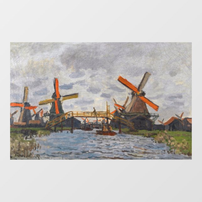 Claude Monet - Windmühlen bei Zaandam Fensteraufkleber (Blatt)
