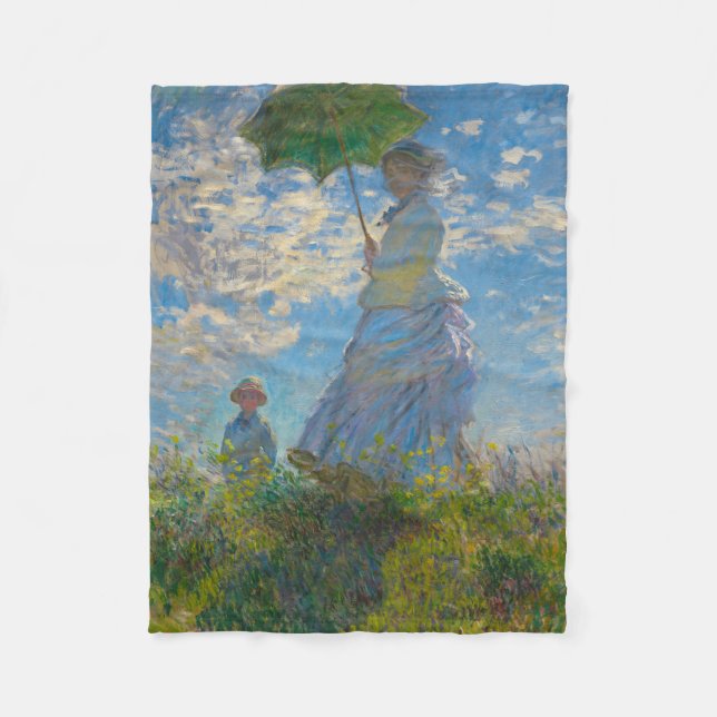Claude Monet Woman mit einem Sonnenschirm Fleecedecke (Vorderseite)