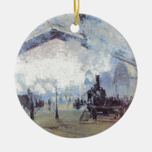 Claude Monet - Zug-Grafik - Dampf-Motor Keramik Ornament